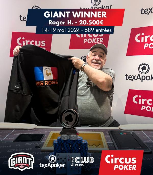 Poker : CLUB CIRCUS PARIS : Roger Hairabedian remporte le Giant - 