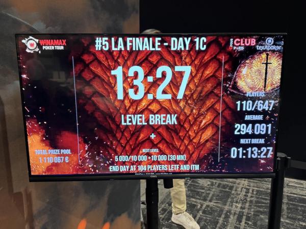 Poker : Dernier break avant les ITM Dernier break avant les ITM