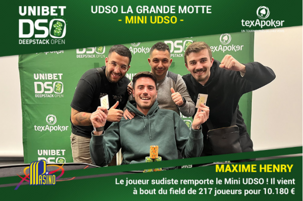 Poker : UDSO La Grande Motte : Maxime Henry remporte le Mini UDSO pour 10.180 € 