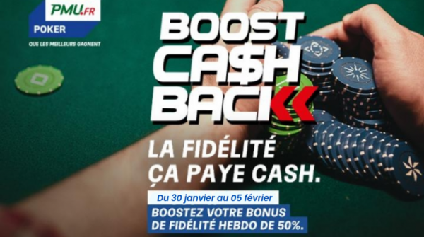 Poker : L'opération Boost CashBack est de retour sur PMU Poker !  