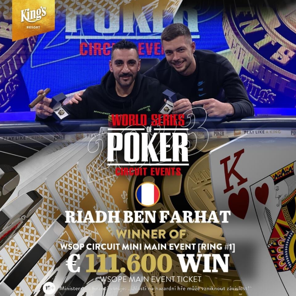 Poker : WSOPC ROZVADOV : Enorme performance du Français Riadh Ben Farhat sur le Mini Main Event pour 122.350 € ! 